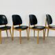 4 chaises Pégases Baumann, noires, années 60