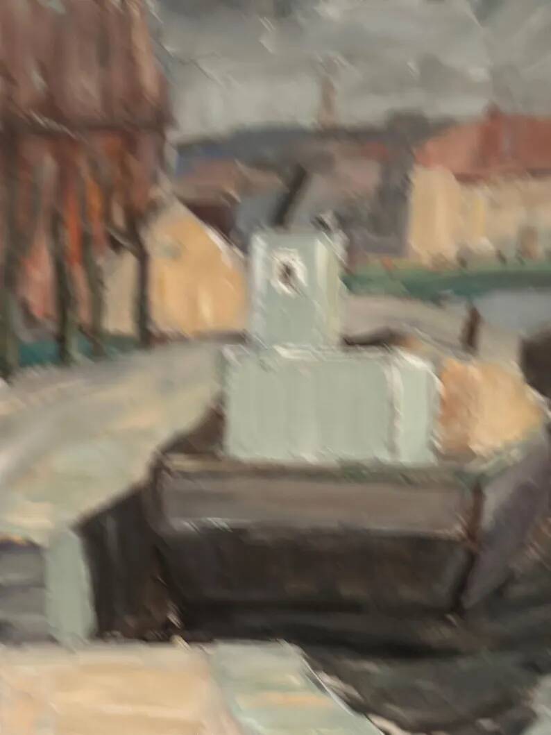 Original Swedish Oil on Canvas –“Harbour” by Georg Andersson – Signed – Vintage & Framed – 52 × 40 cm (20.4" x 15.7")