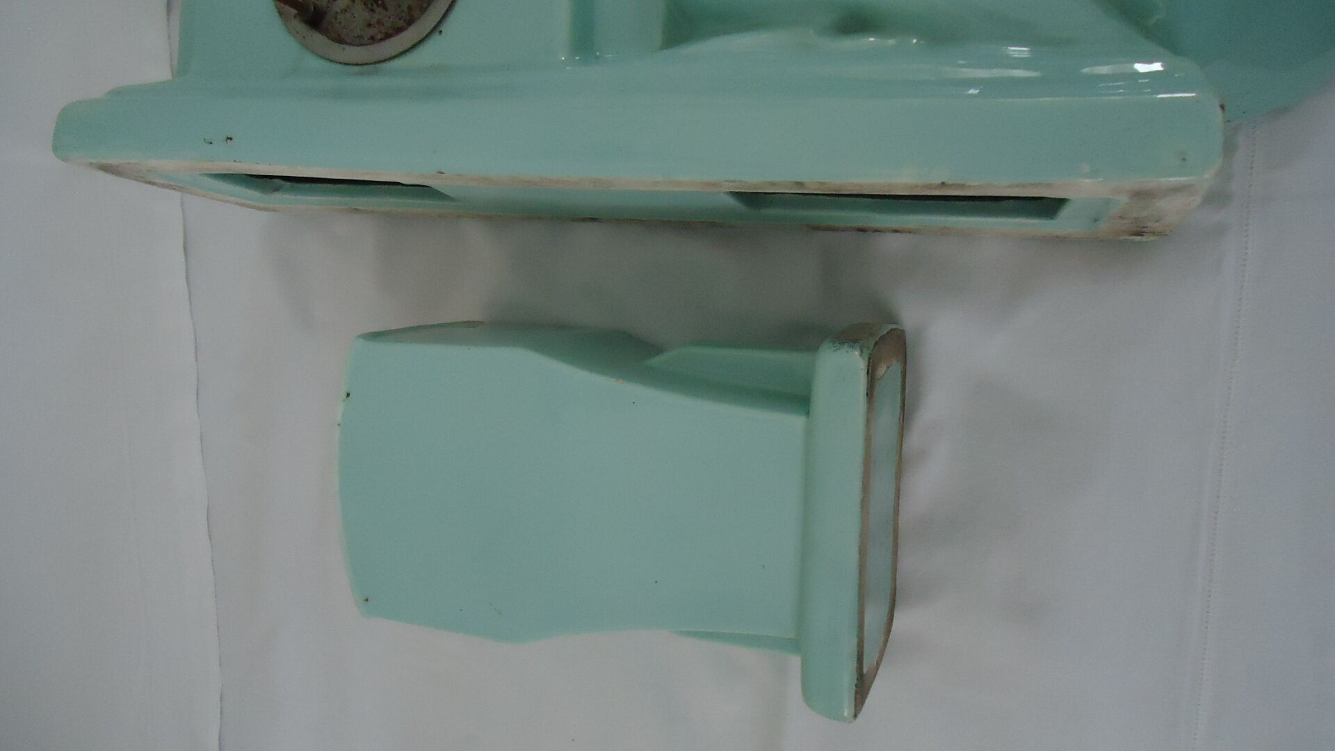 Clock doves color green blue and its vase 50s