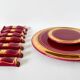 set of trivets, bottle coasters and knife holders in art de cherry-colored ceramic