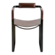 Armchair, smoked black steel and dark brown leather, contemporary design.