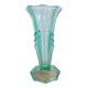 Vase en verre pressé vert style Art déco, vers 1960