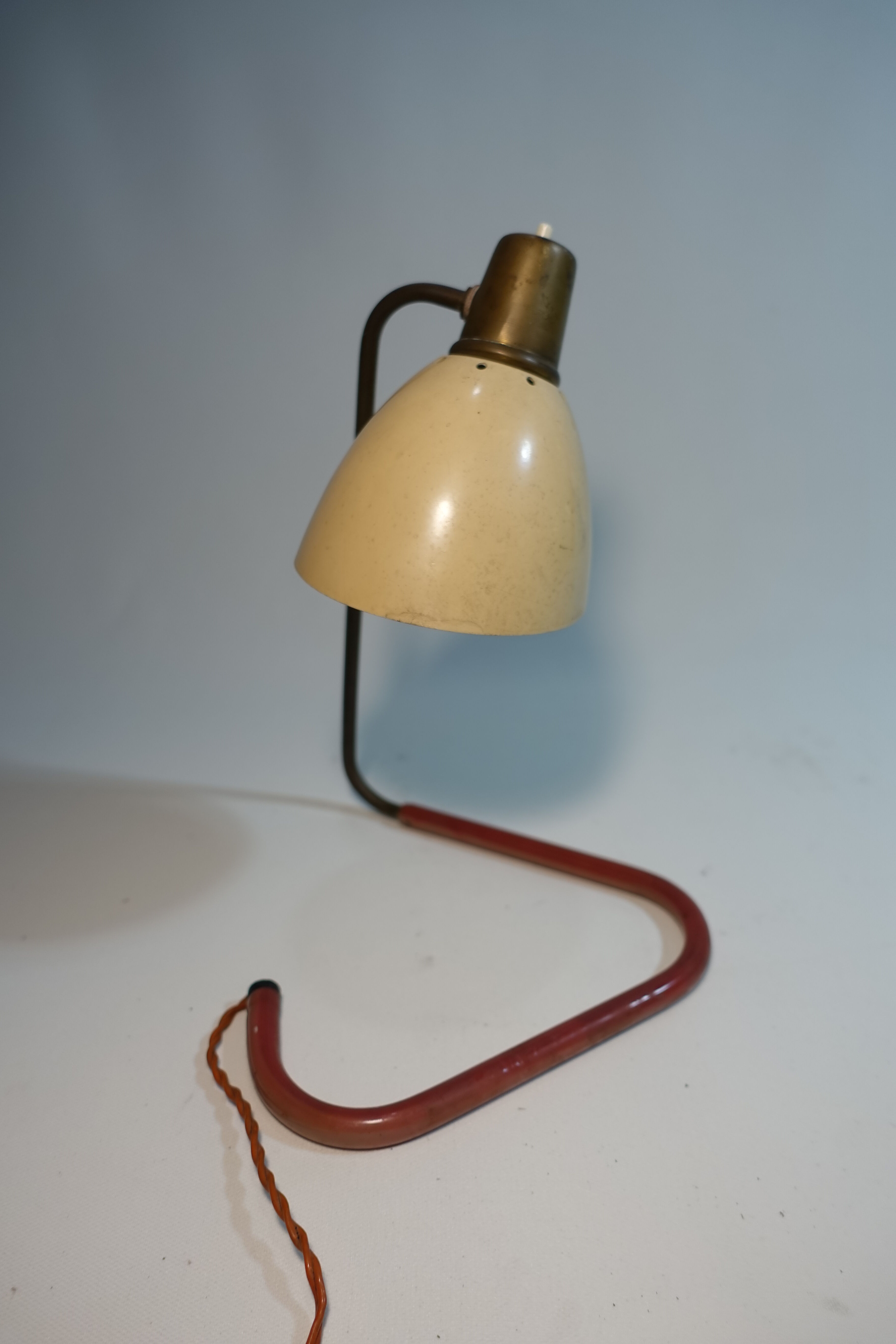 Golden brass casserole lamp 1950s