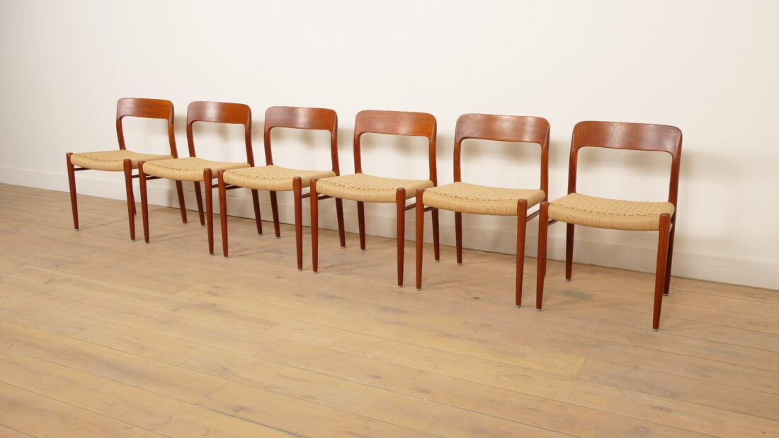 6 x vintage dining chairs | Niels Otto Møller | Model 75 | Teak