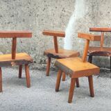 Chaises brutalistes artisanales, France, 1960s, lot de 5