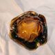 Murano green and yellow blown glass ashtray, 1970