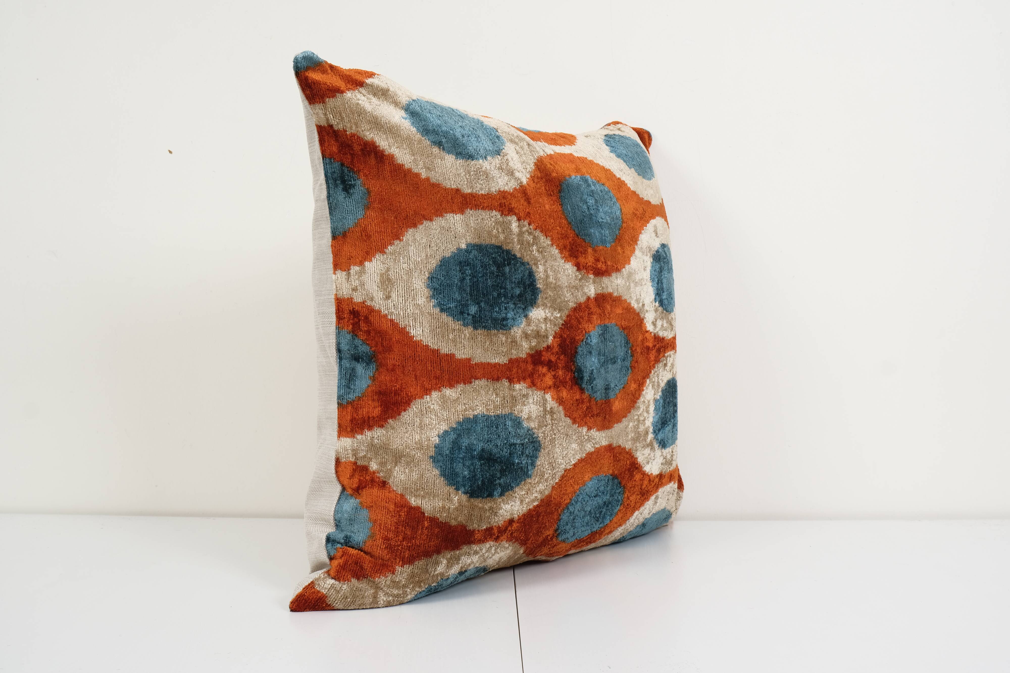 Handmade palm tree and animal motifs ikat velvet fabric, velvet tie-dye silk ikat fabric, handcrafte