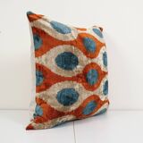 Handmade palm tree and animal motifs ikat velvet fabric, velvet tie-dye silk ikat fabric, handcrafte