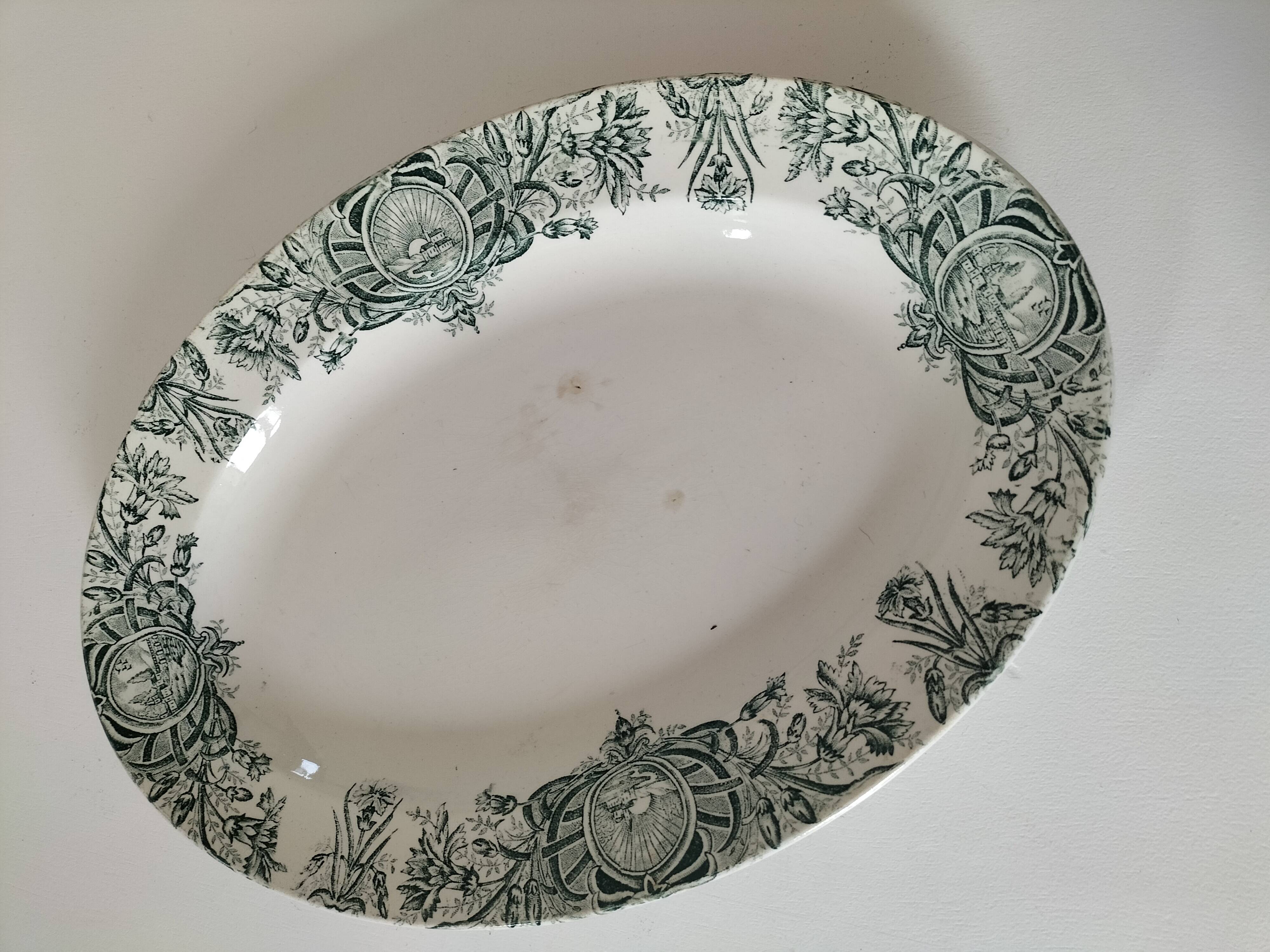 Plata oval iron earth A. Lebacqz & M. Bouchart St Amand Persian model