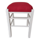 White pine stool with a red seat.