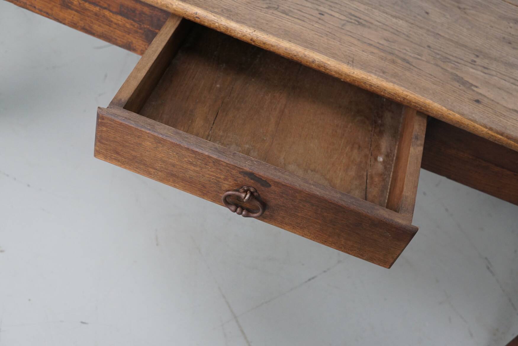 Antique Oak 19th Century French Rustic Farmhouse Dining Table