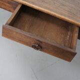 Table de salle à manger de ferme rustique française du 19ème siècle en chêne antique