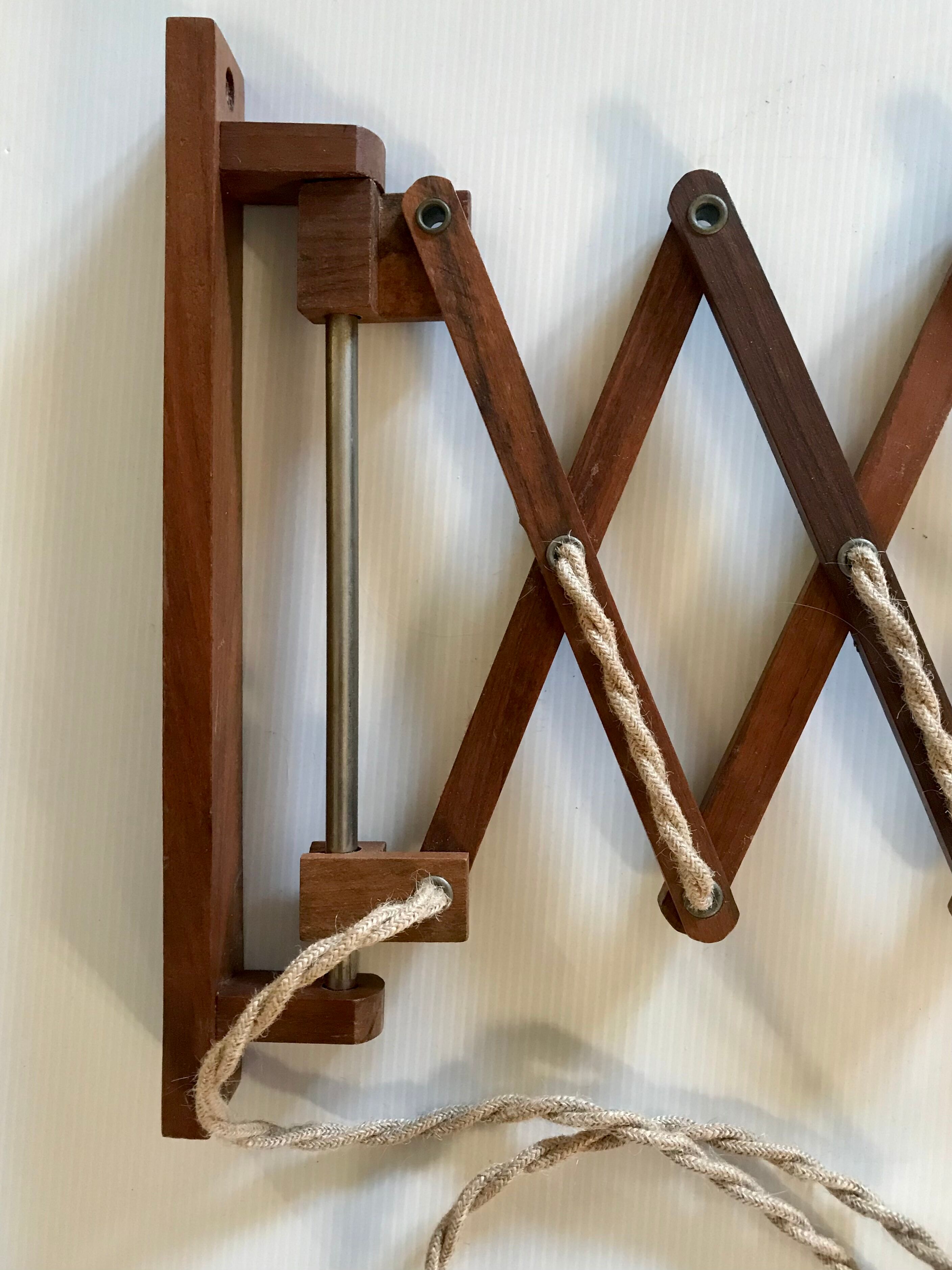 Scandinavian teak scissor lamp