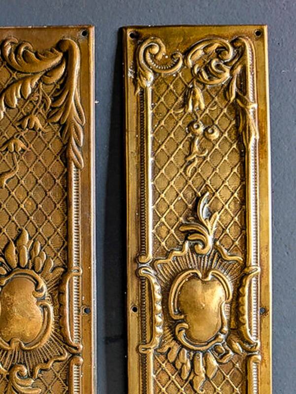 Pair of old door clean plates H30cm