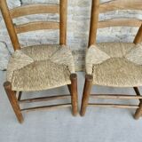Trio of wooden chairs and mulched seat