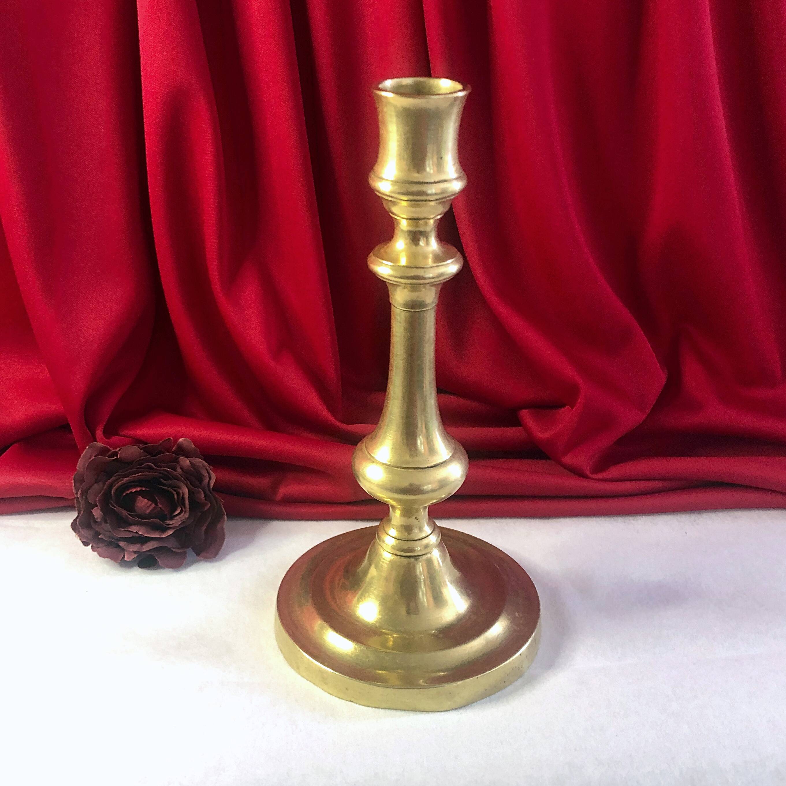 19th century gilded copper torch candle holder