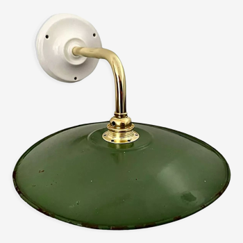 Vintage wall lamp in green enamelled sheet metal