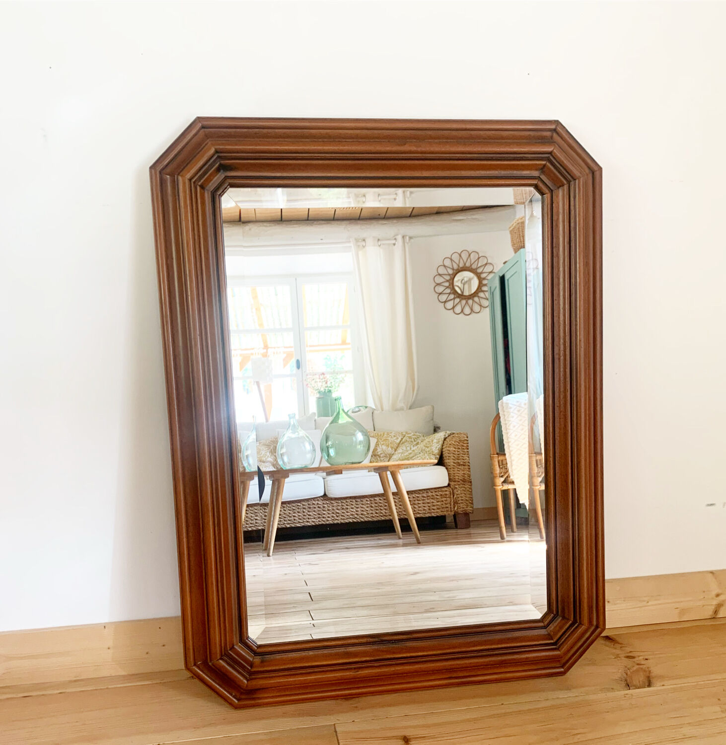 Miroir octogonal en bois