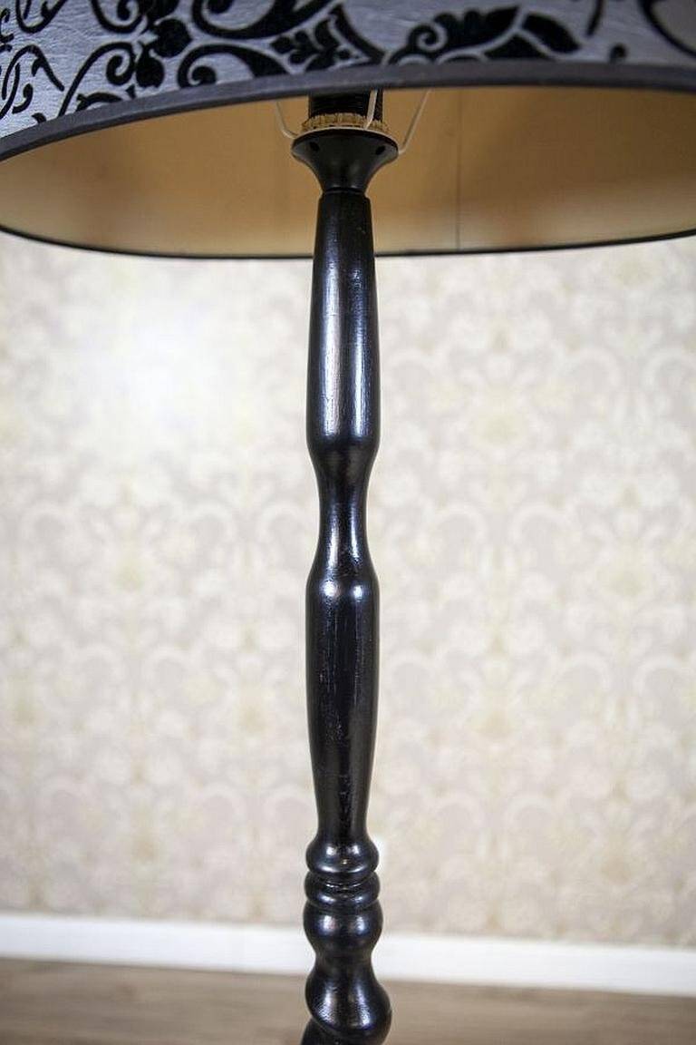 Early 20th Century Floor Lamp with Floral Fabric Shade, 1950s