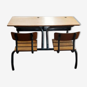 School desk vintage wood and metal