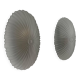 Pair of vintage sandblasted glass wall lights, France 1970s