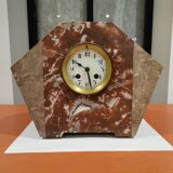 Art Deco clock in pink marble, 30s