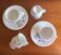 Set of 4 cups and 2 under cups High porcelain Berry "Ropes"