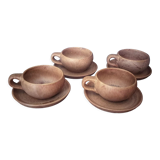 4 stoneware cups and sub-cups