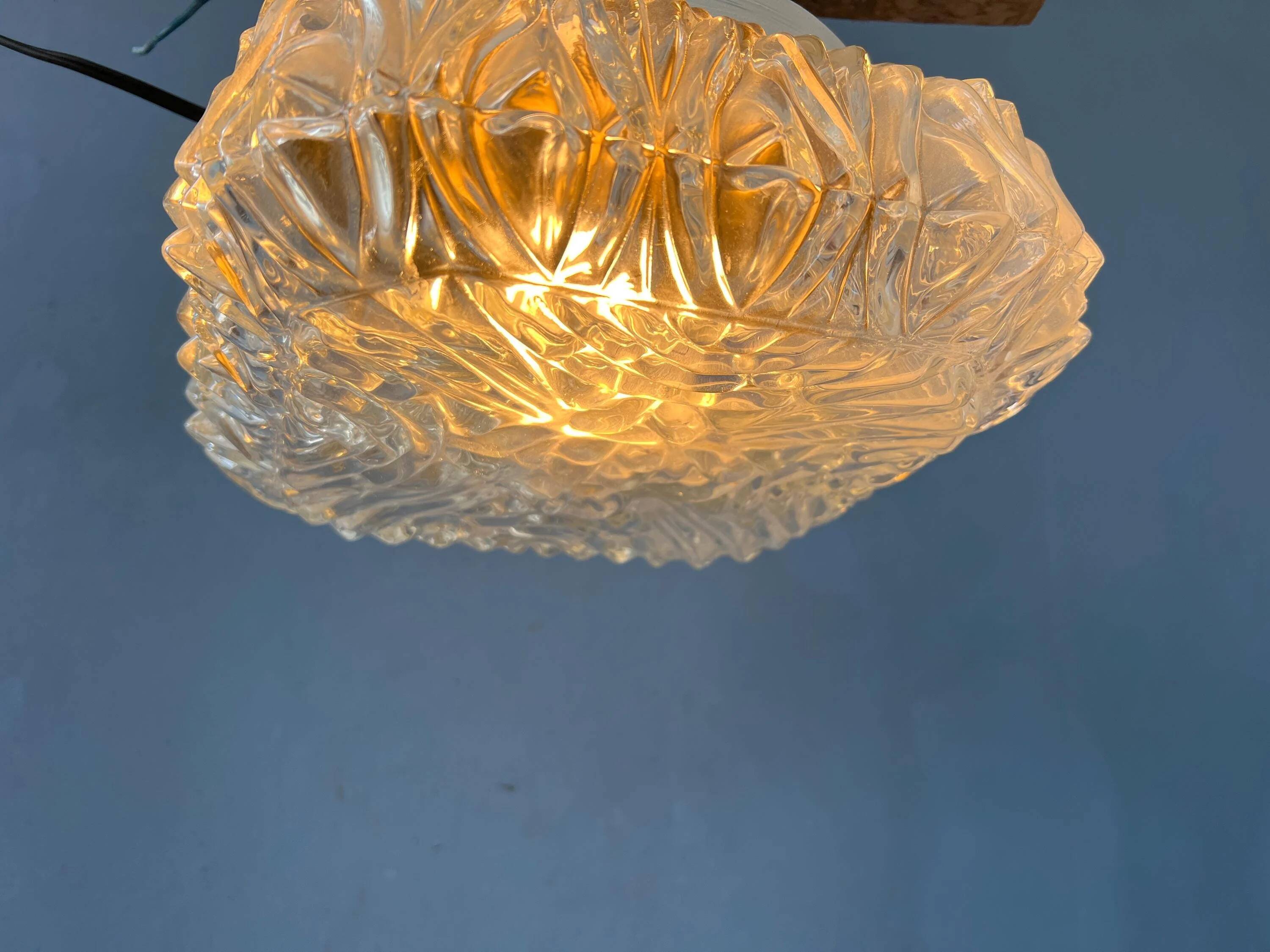 Plafonnier vintage en verre, années 30
