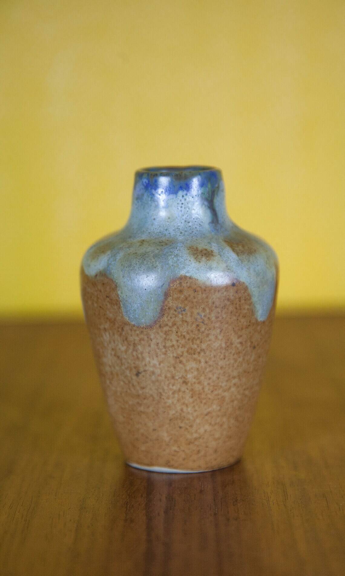 Vase signed Lebret Alfred, small Puisaye stoneware vase, flamed stoneware, collection, 30's