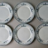 6 large ironstone plates, Badonviller France, D 24 cm