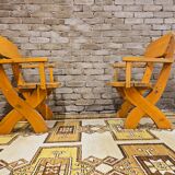 Pair of solid wood armchairs 1960