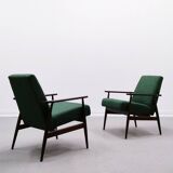 1960 Henryk Lis Mid Century Armchair in Green Tweed
