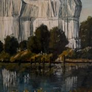 Huile sur toile encadrée Le Reichstag enveloppé à Berlin, 1995