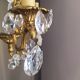 Louis xv bronze chandelier with crystal pendants 3 lights