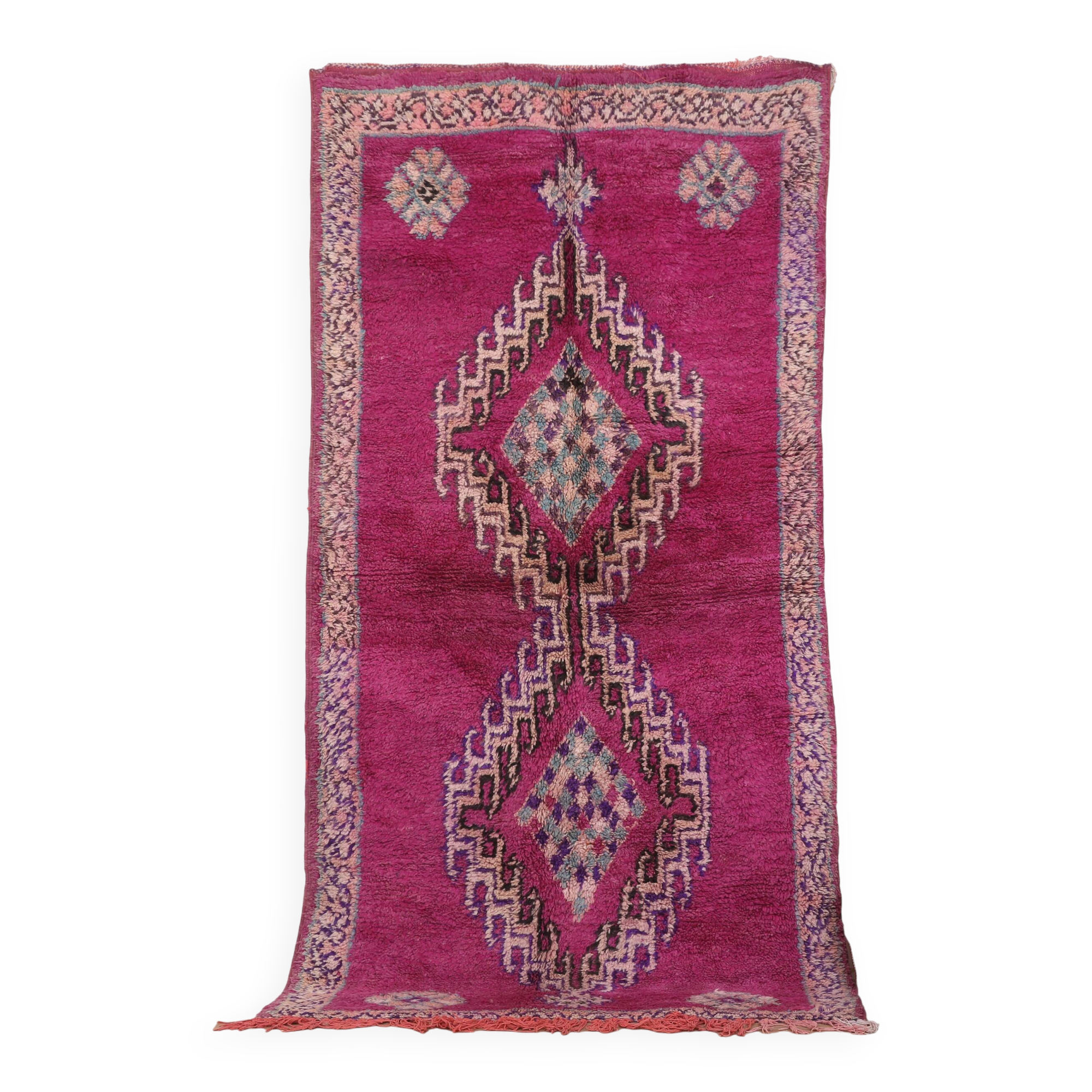 Purple vintage Moroccan Rug 116 x 234 cm, Berber Wool Rug Handmade, Old Rug