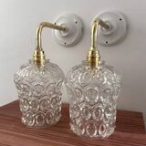 Pair of vintage chiseled glass sconces