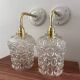 Paire d’appliques vintage en verre ciselé
