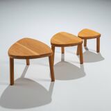 Set of three solid oak nesting tables