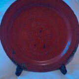 Dish, Indian tray painted in burgundy and tripod