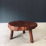 Handcrafted Teak Tree Trunk Tripod Coffee Table, 1960s