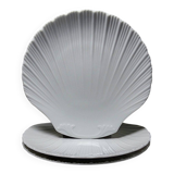3 vintage flat plates with scallop shells, fine Limoges porcelain