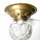 Scandinavian Art Deco Ceiling Lamp in Brass & Glass