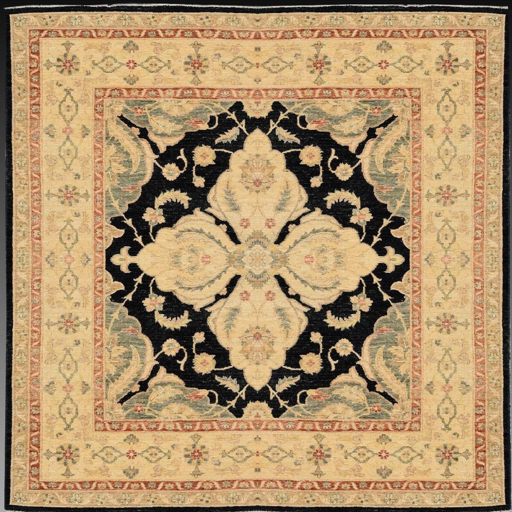 Oriental Ziegler rug: 1.96 x 2.10 Metres - Handmade Wool "Galerie Sardje"