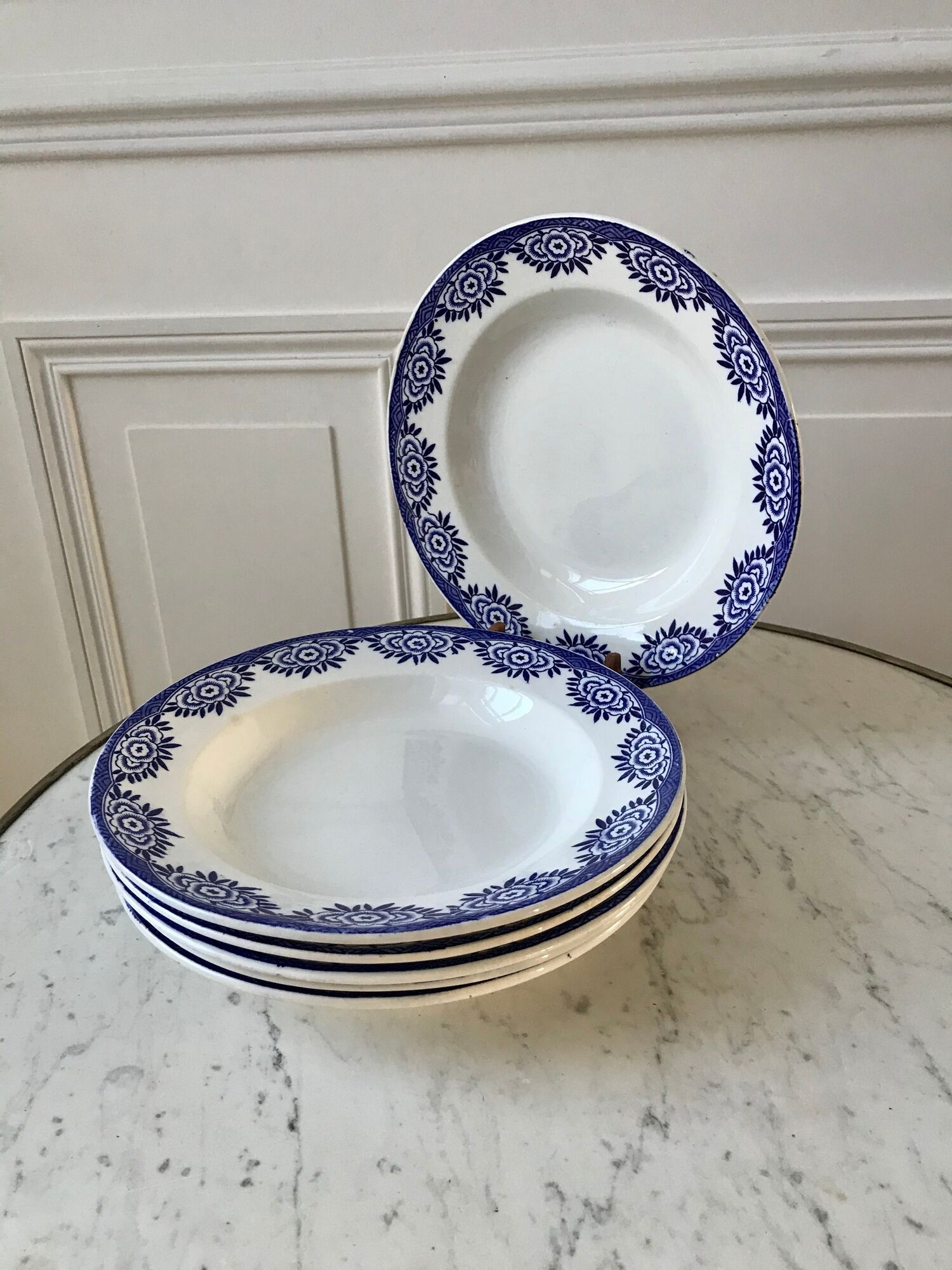 Set of 6 hollow plates Digoin Sarreguemines model Capri Casino 50s