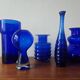 Ensemble de cinq vases en verre cobalt du milieu du siècle, Harzkristall, Marita Voigt, 1970
