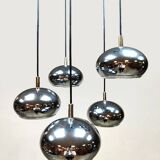 Vintage chrome cascade pendant lamp 'Silver spheres'