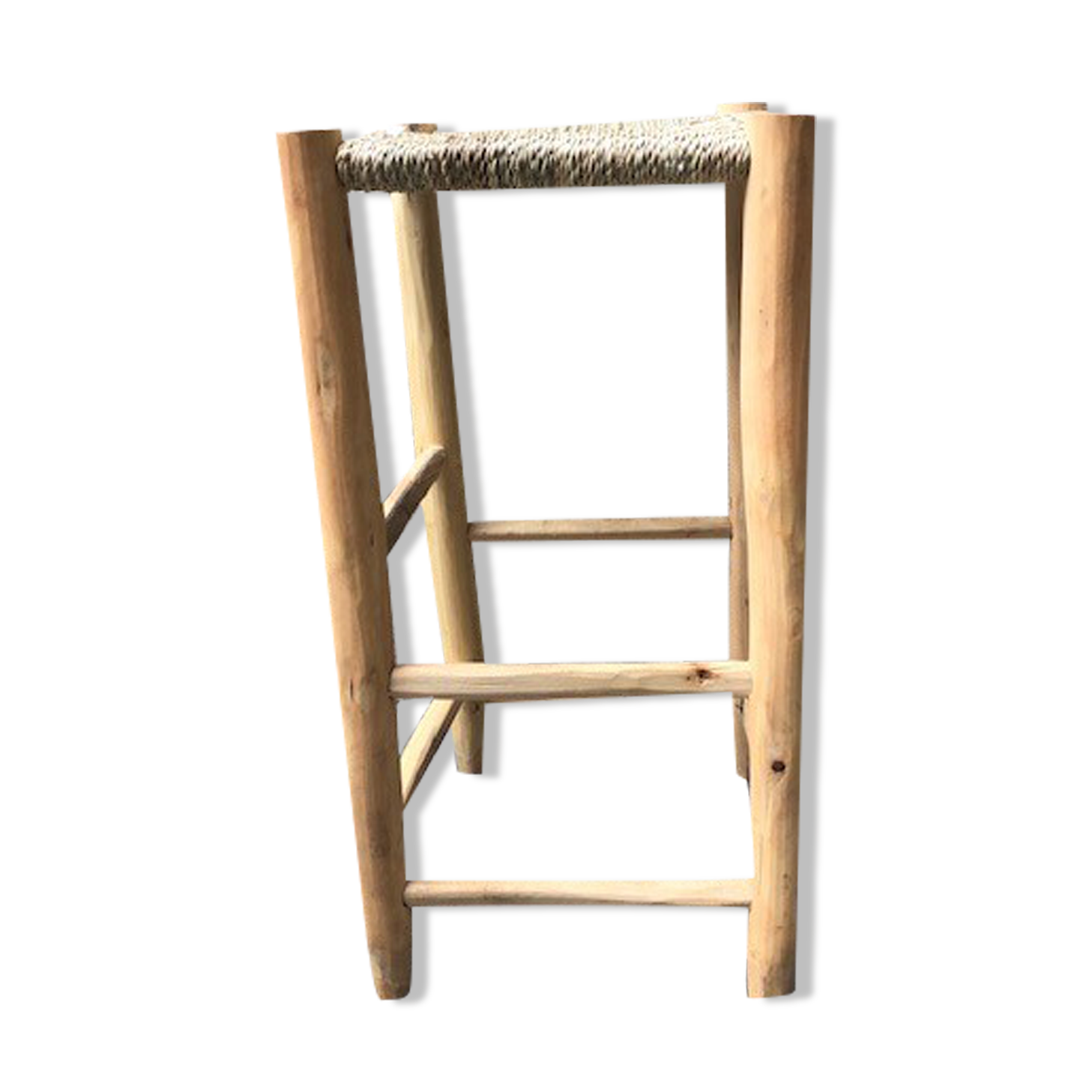 High wood and rope stool