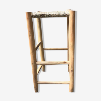 High wood and rope stool