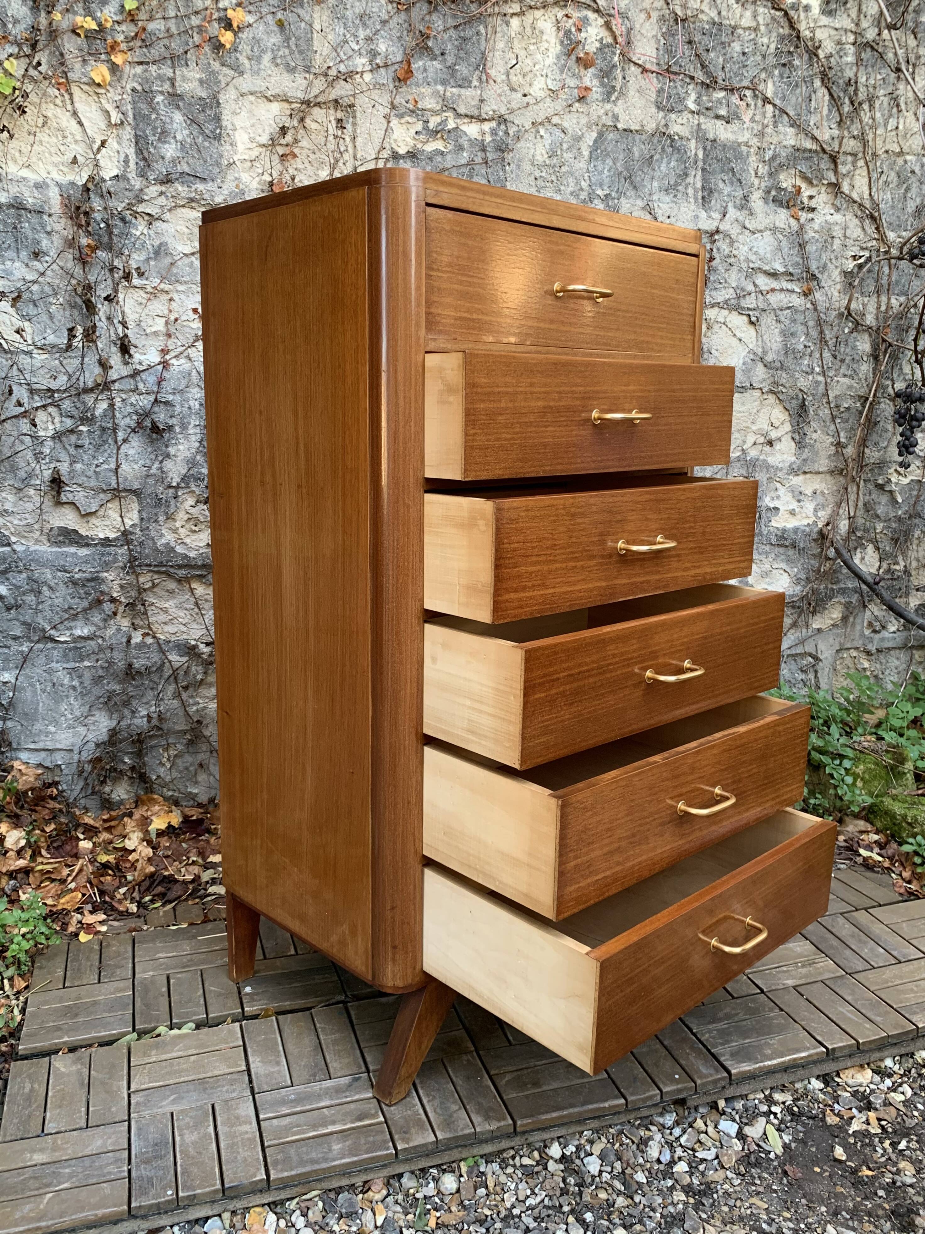 Vintage chest of drawers with compass feet 1960 H112